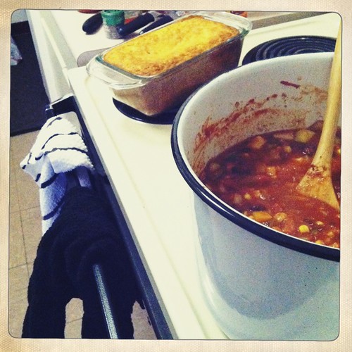 Veggie Chili and Cheddar Cornbread